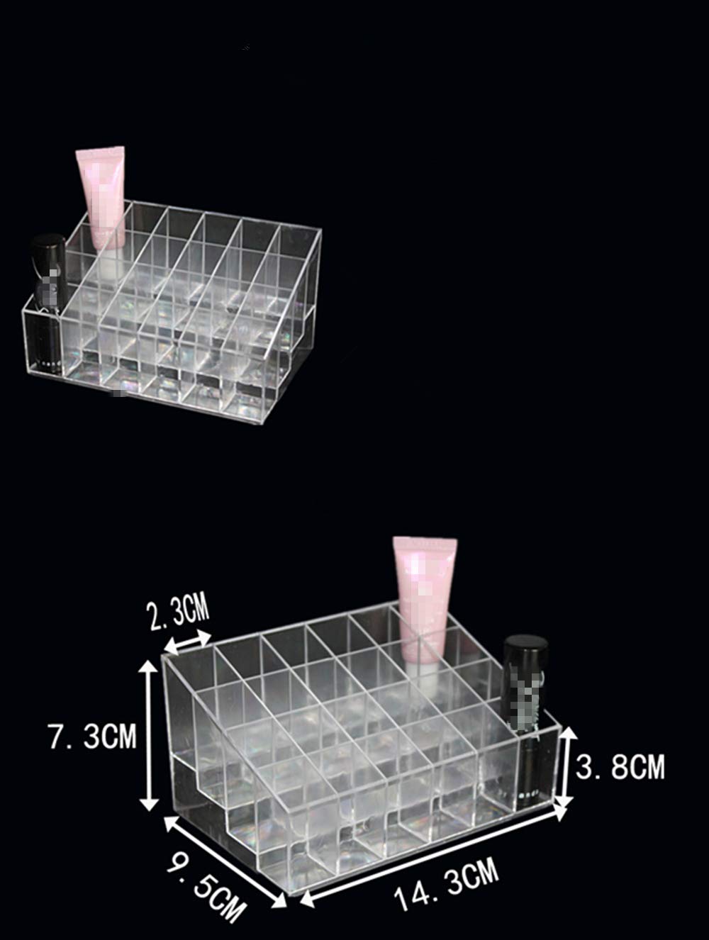 FABSELLER 24 Lipstick Holder Display Stand Cosmetic Organizer Makeup Storage Acrylic Lipsticks Holder Case