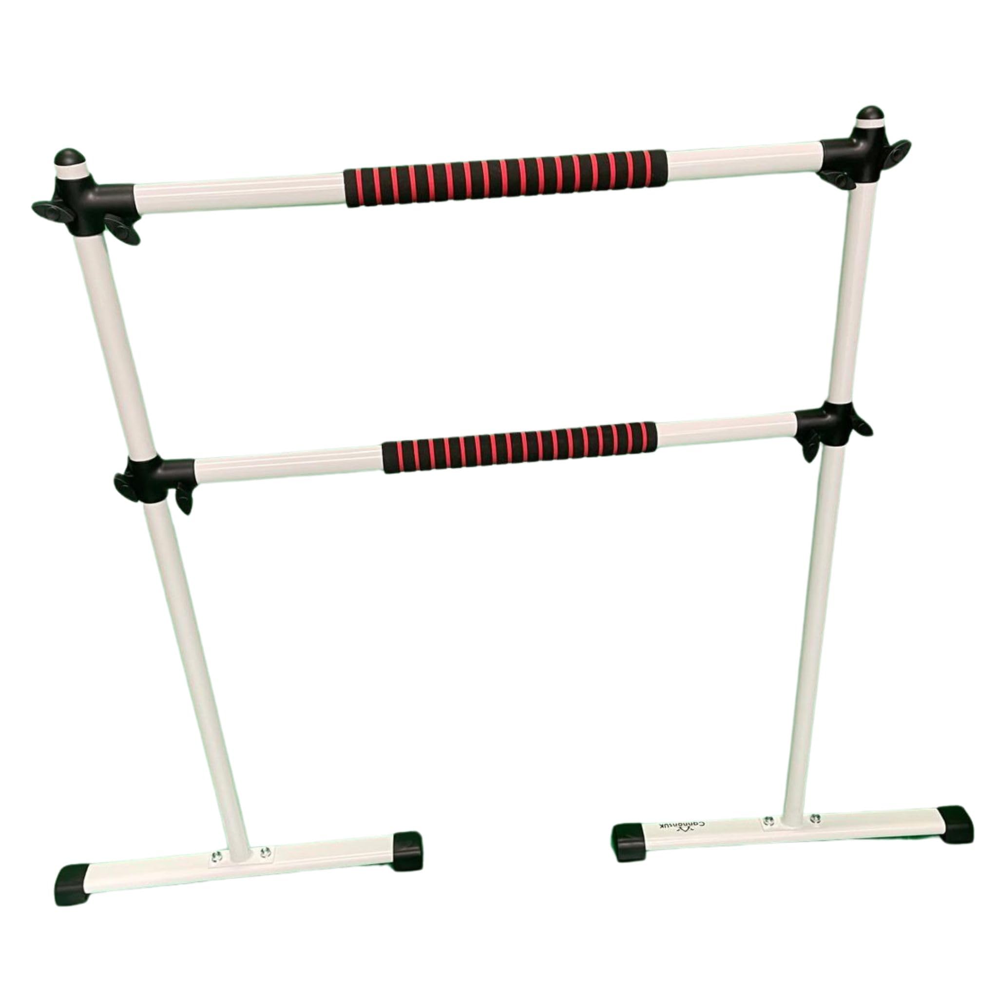 Cannons UK Barra elástica portátil independiente para ballet, altura ajustable, 115 cm de largo, 132 cm de alto, color blanco