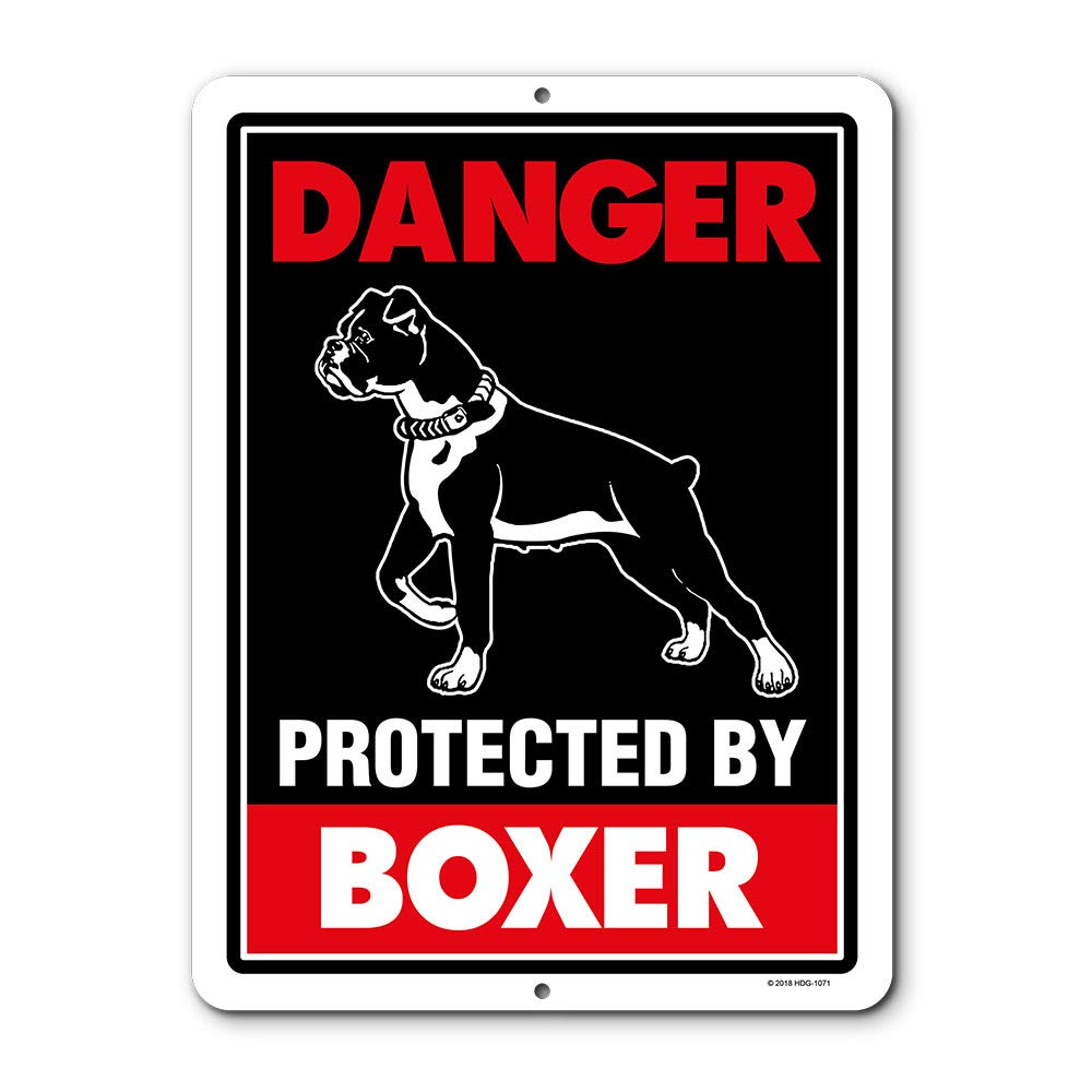 Honey Dew Gifts, Danger Protected Boxer, Beware of Dog Metal Aluminum Sign, 9 Inches by 12 Inches