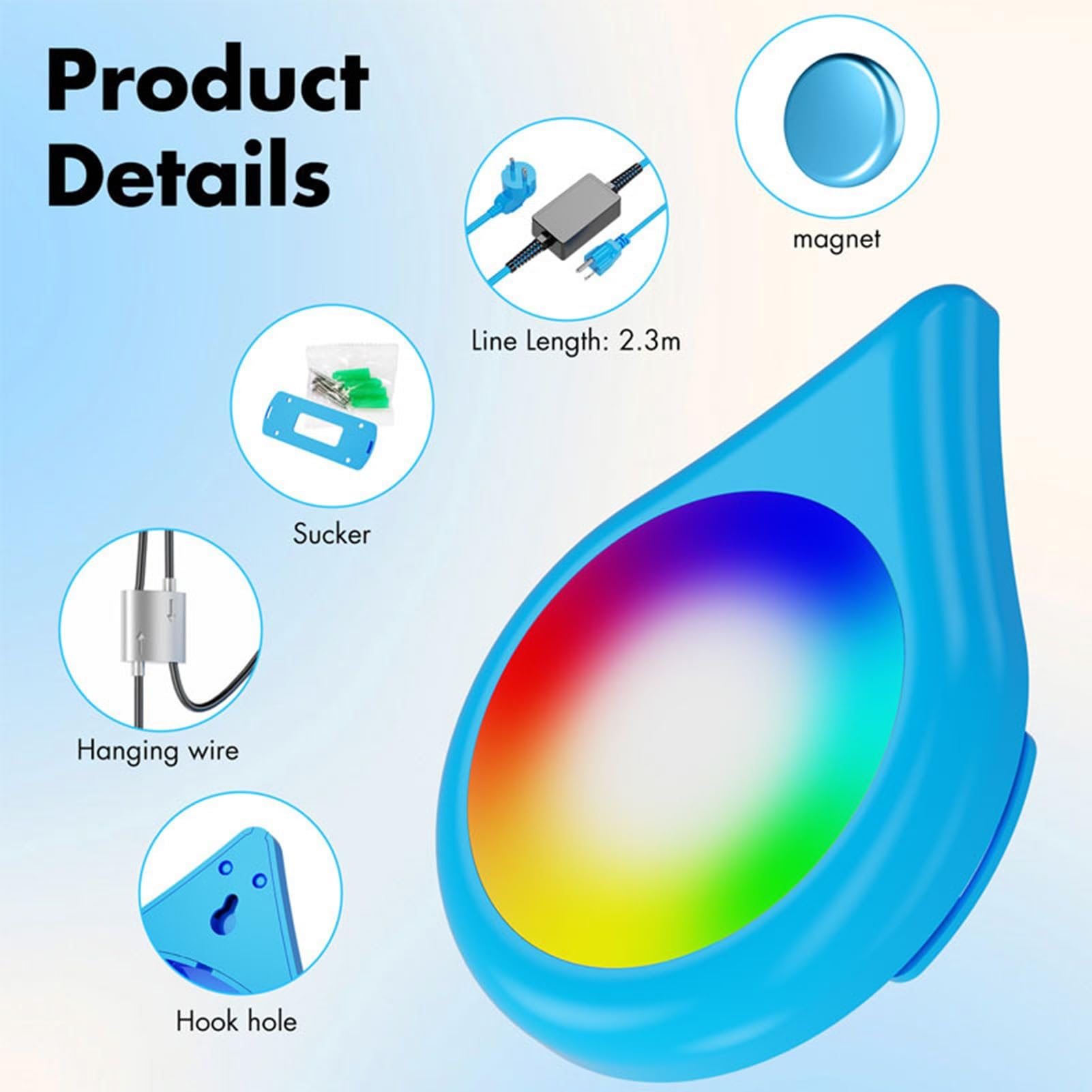 Luce Subacquea Magnetica RGB Intelligente, Luce Subacquea A LED for Piscina, con Controllo Tramite App, Dimmerabile da 400 Lm, Impermeabile IP68 Senza Nicchia