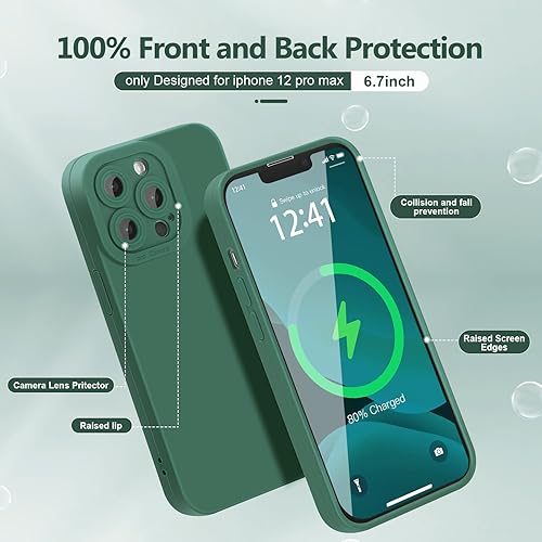 Miniatura 2 de YZR Funda compatible con iPhone 12 Pro Max de 6.7 pulgadas (2020), serie sedosa y suave al tacto, funda protectora de goma de silicona líquida suave