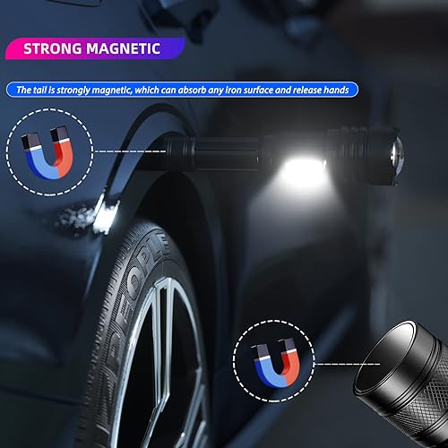 Miniatura 5 de Linterna LED recargable de 100000 lúmenes altos, linternas de carga rápida XHP160 tipo C, 9 modos con luz de trabajo COB, potente luz de flash IPX67