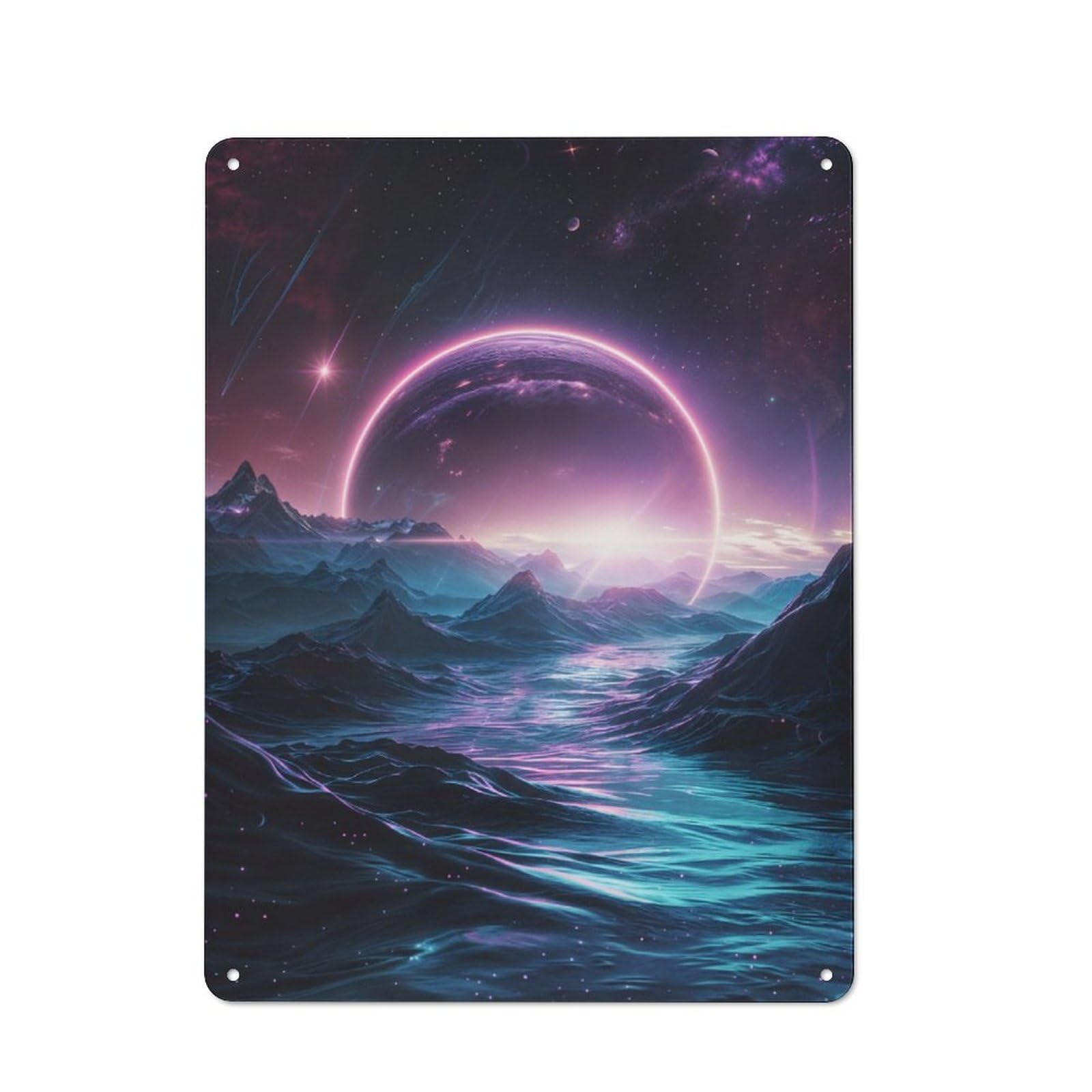 Junmoney Alien Flooded Mountains Retro Metal Plaque 40X30cm For Bar Or Restaurant, Suited To Restaurant Interior Fans