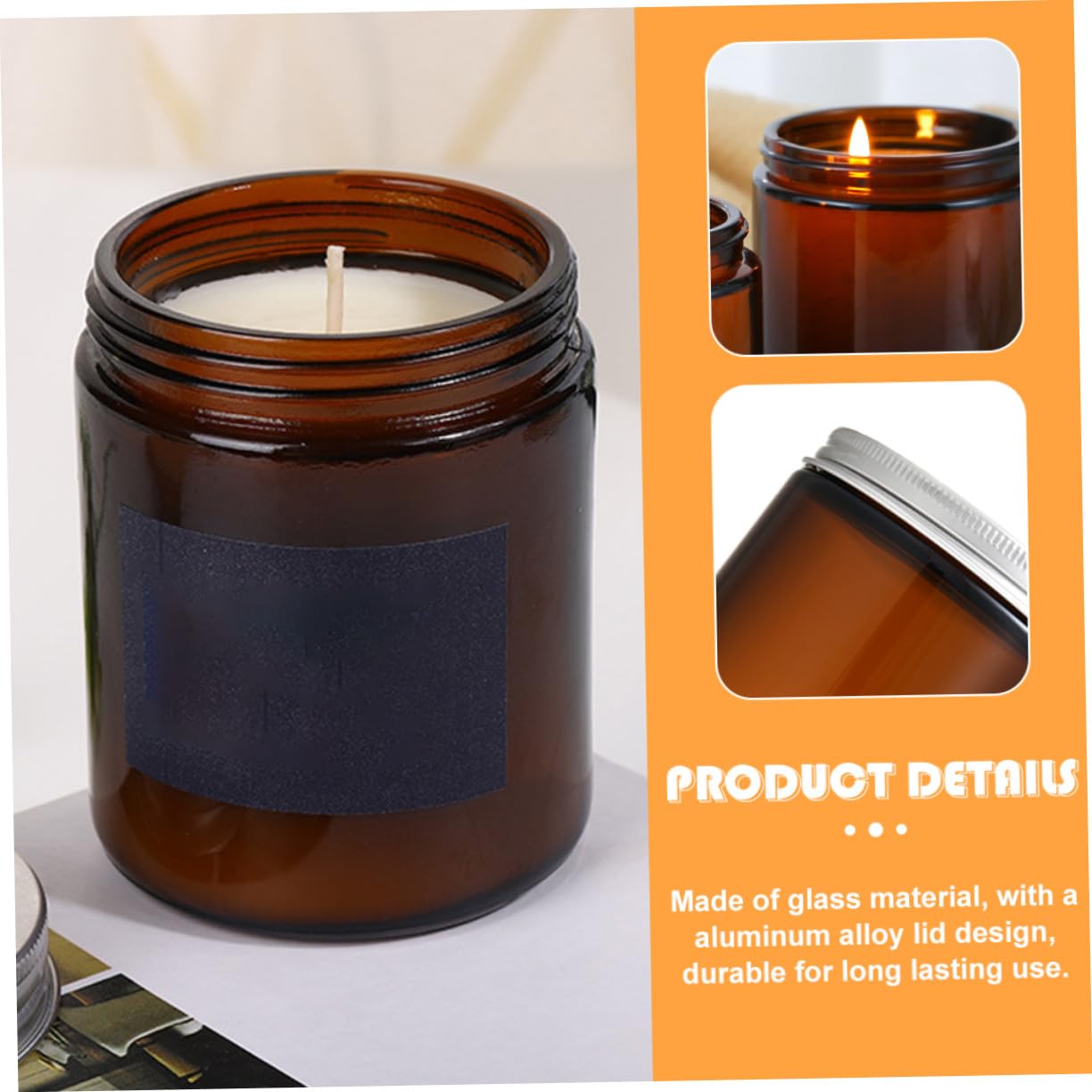 4 Stück Braune Glas Kerzengläser mit Aluminiumdeckel Nachfüllbare Runde Kerzengläser für DIY Soyawachs Eleganter Kerzenbehälter für Aromatherapie und Wohnraumdeko