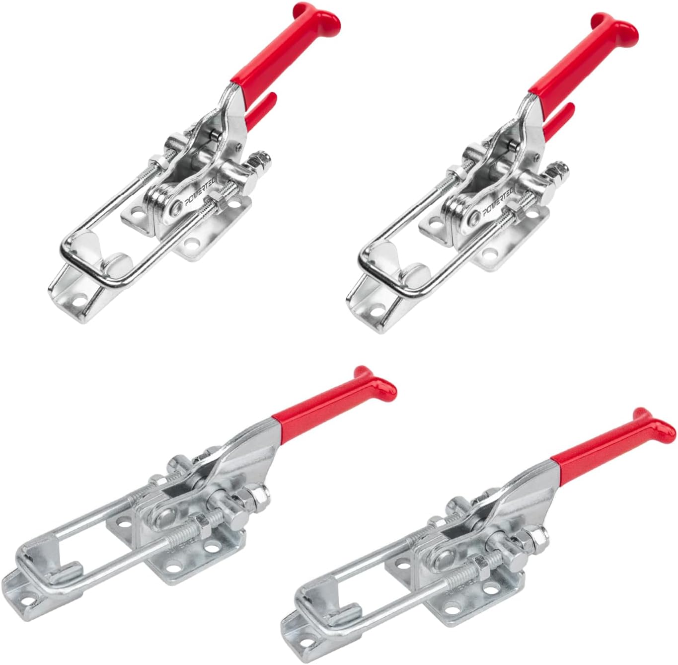 POWERTEC Toggle Clamp Set, 1PK 700 lbs & 2PK 2000 lbs Holding Capacity, 431 & 40341 Self-Lock U-Bolt Adjustable Latch & U Bolt Latch for Woodworking Jigs & Fixtures, Smoker, Tool Box, Cabinet