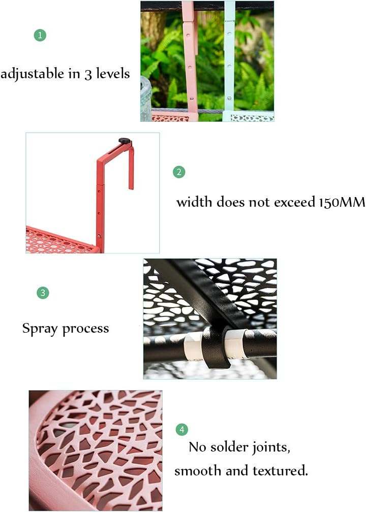 Outdoor Folding Table Leisure Balcony Railing Guardrail Hanging Table Metal Wrought Iron Hanging Table Foldable Patio Railing Dining Table Garden Patio Furniture