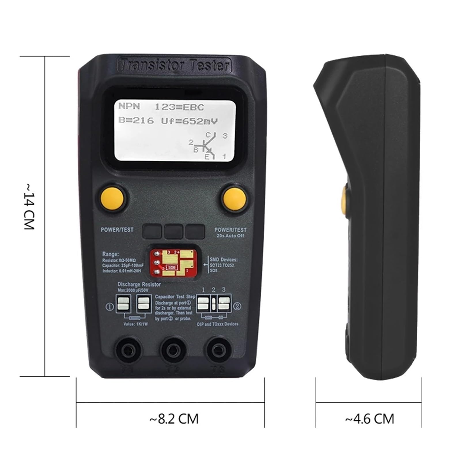 Tester For Transistor Digitale Multimetro Componenti SMD Diodo Triodo Capacità Induttanza Resistenza Lcr Meter Accurato Analisi Rilevamento Completa(ESR02PRO-Test clip)
