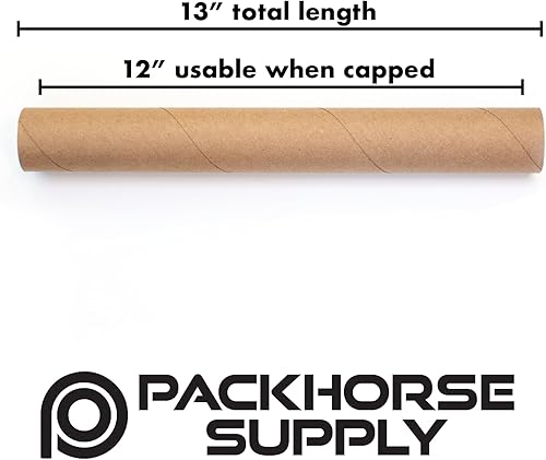 Miniatura 4 de Paquete de 2 tubos de correo Kraft con tapas, utilizables de 2 x 12 pulgadas (13 pulgadas de longitud total), tubos de cartón resistentes para envío