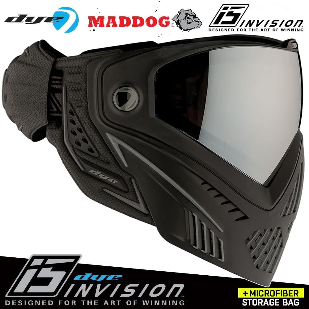 Maddog Dye i5 Thermal Anti-Fog Paintball Airsoft Mask Goggle System Combo with Microfiber Bag | Safety Certified Protection