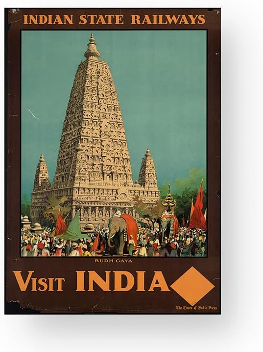 EzPosterPrints - Vintage Style Travel Poster Series- Poster Printing - Wall Art Print For Home Office Decor - India - 12X18 Inches
