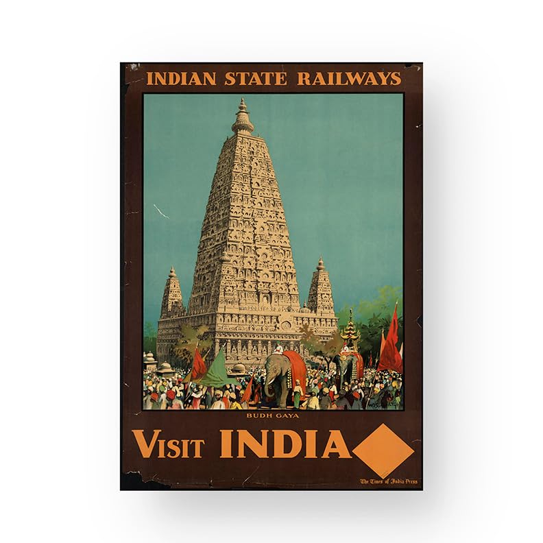 EzPosterPrints - Vintage Style Travel Poster Series- Poster Printing - Wall Art Print For Home Office Decor - India - 12X18 Inches