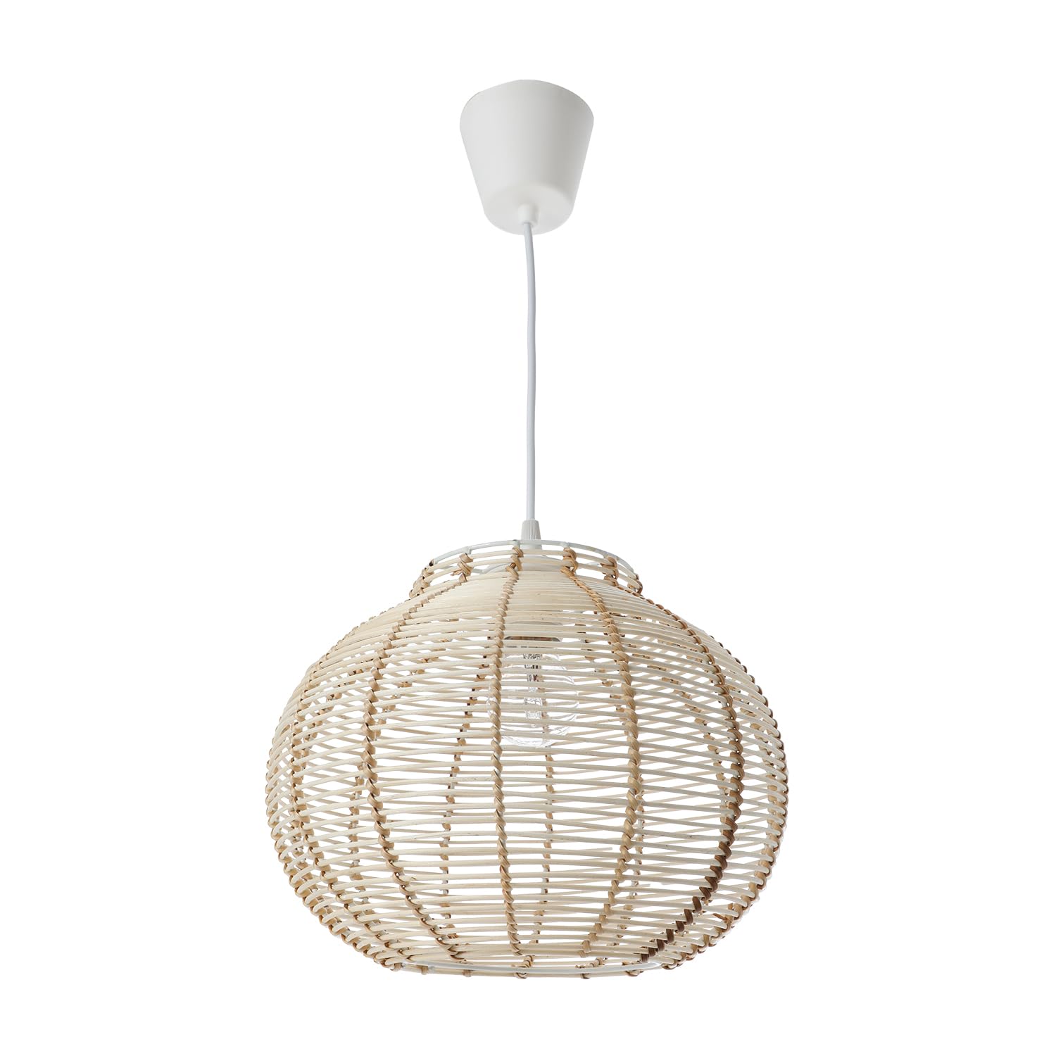 Luminaria Korba, lámpara colgante de ratán, 60 W, natural, diámetro 30 x altura 23 cm