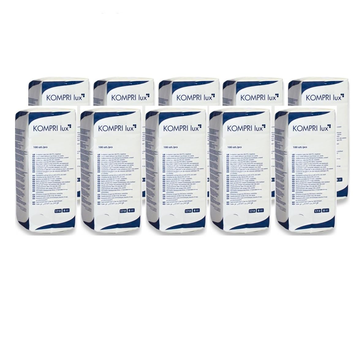 MEDICALMONO - Compresse piegate di garza NON STERILI, 100% cotone, 8 strati - 1000 pz (CM 10X10 CM)