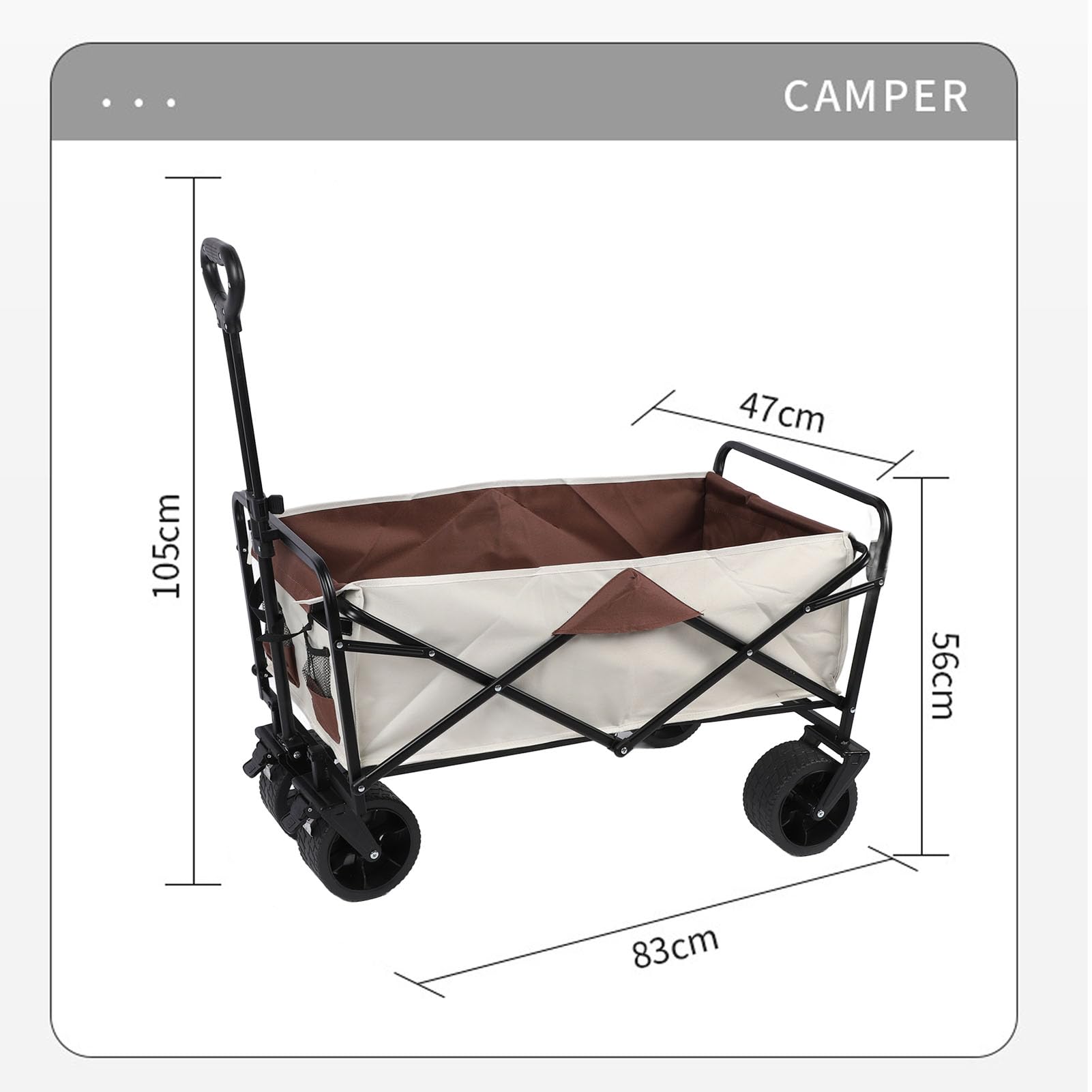 Bewinner Carrello da Campeggio Pieghevole 150L, Capacità 250kg, Carrello