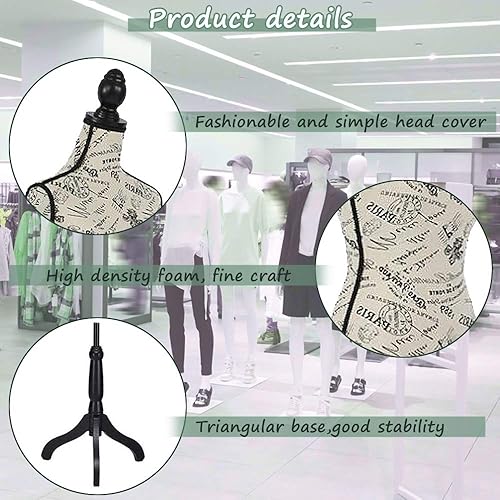 Miniatura 4 de Maniquí Torso Maniquí Forma Ajustable Cuerpo Manicano para Ropa, Maniquí Mujer de 60 a 67 pulgadas con Soporte Trípode Coser Forma de Vestido para