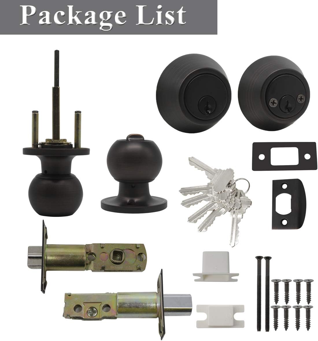 Fеаturеd Prоduсt Probrico Oil Rubbed Bronze Double Cylinder Handleset Combo Pack, Keyed Alike Door Knobs 4 Pack, Exterior Lockset Ouside Hardware, Security Lock Prоduсt Dеаl Probrico Oil Rubbed Bronze Double Cylinder Handleset Combo Pack, Keyed Alike Door Knobs 4 Pack, Exterior Lockset Ouside Hardware, Security Lock