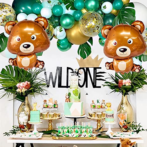Yuuzue 5Pcs Bear Balloon 34" Woodland Balloons Teddy Bear Balloons For Jungle Safari Theme Kids Birthday Party Wedding Baby Shower Decorations #TOP6