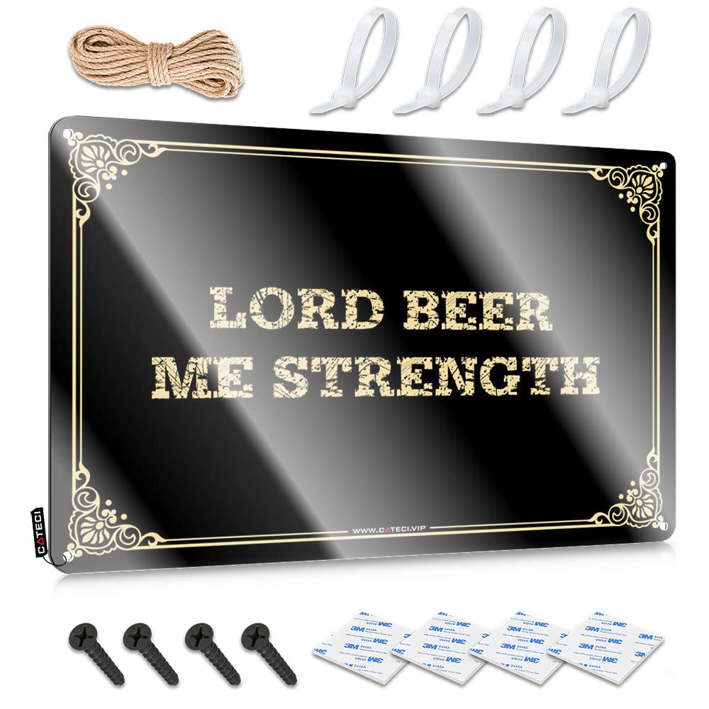Cheers Tin Sign Lord Beer Me Strength Tin Sign Man Cave Bar Home Bar Tin Sign(30X40CM)