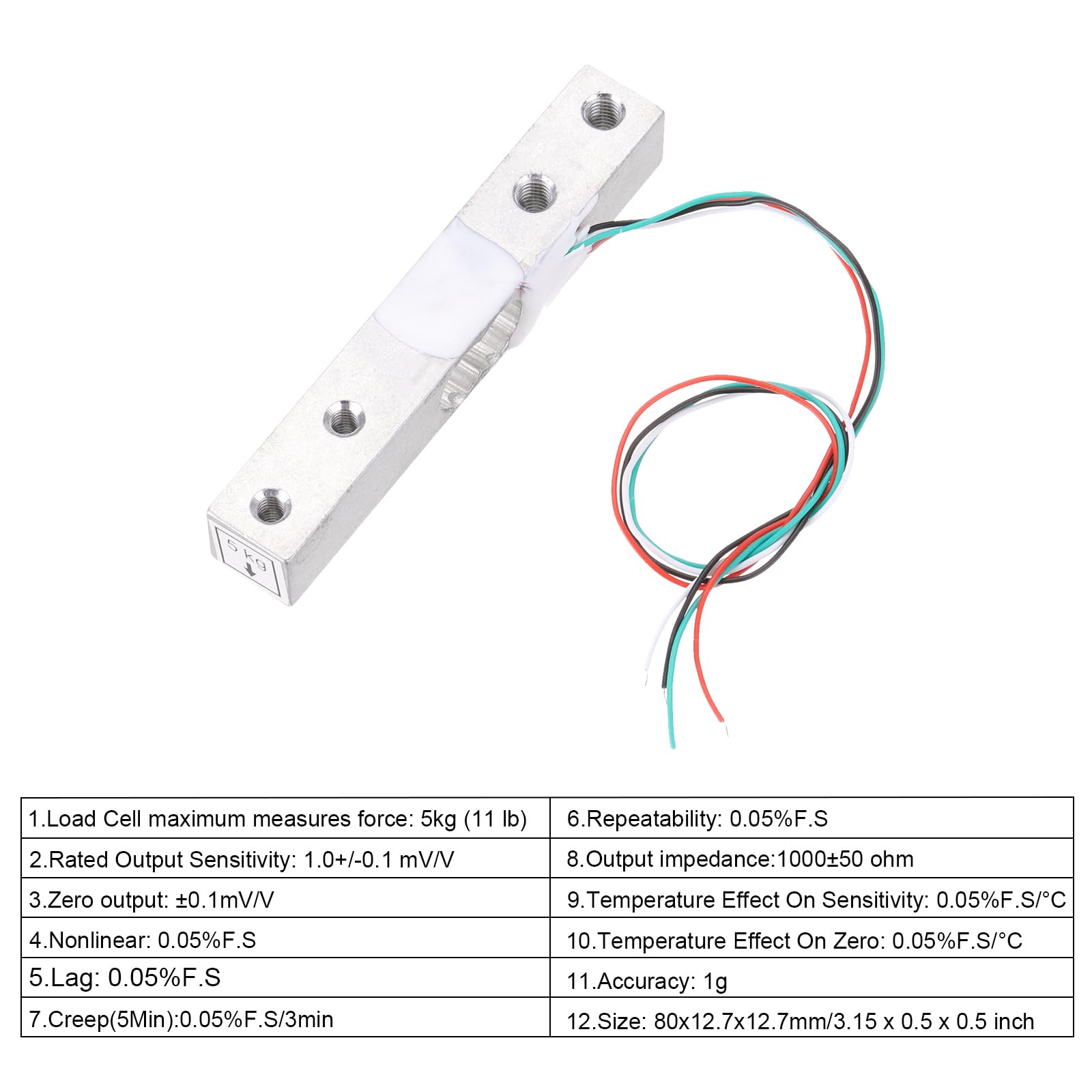 QUARKZMAN Sensori di Pesatura, Sensore Peso Cella Carico Digitale 5Kg + Sensore Pesatura Modulo Hx711 24 Bit Precisione A/D Doppio Canale per Kit Bilancia Cucina Elettronica Portatile