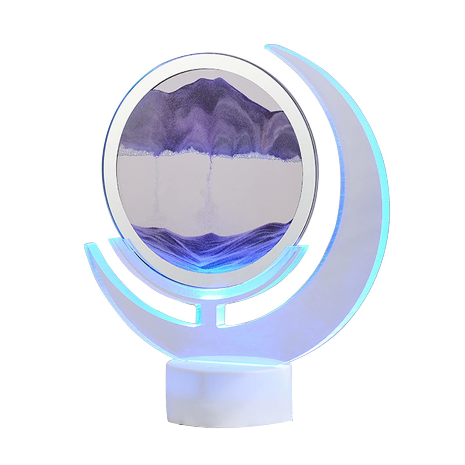 3D Moving Sand Art Moon Shape Quicksand Painting Table Lamp,USB Charging 7 Shades Of Light Flowing Sand LED Lamp for Bedroom and Living Room Decoration (Purple)
