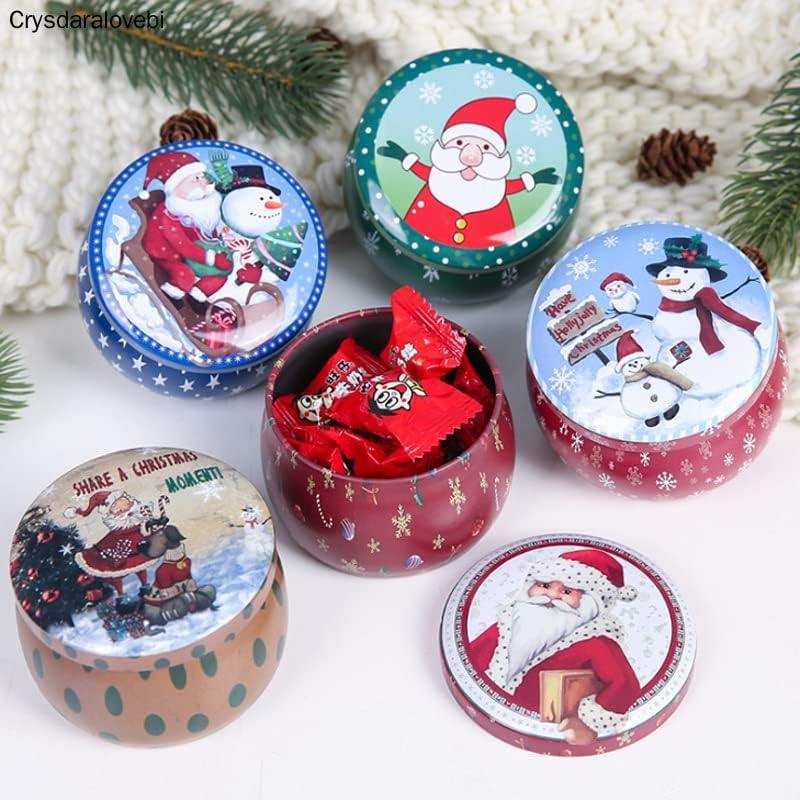 Christmas Scented Candle Tin Jar Portable Travel Soy Wax Plant Essential Oil Candle Gift Box Suit with Fragrance Home Decoration (Mixed Color,20pcs)