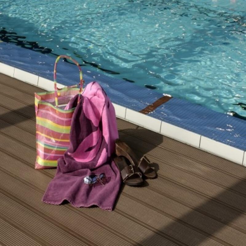 PACK 10m² lame de terrasse composite Dual + ACCESSOIRES 2400mm Chocolat, ep.25mm, l.14 cm, L.240 cm