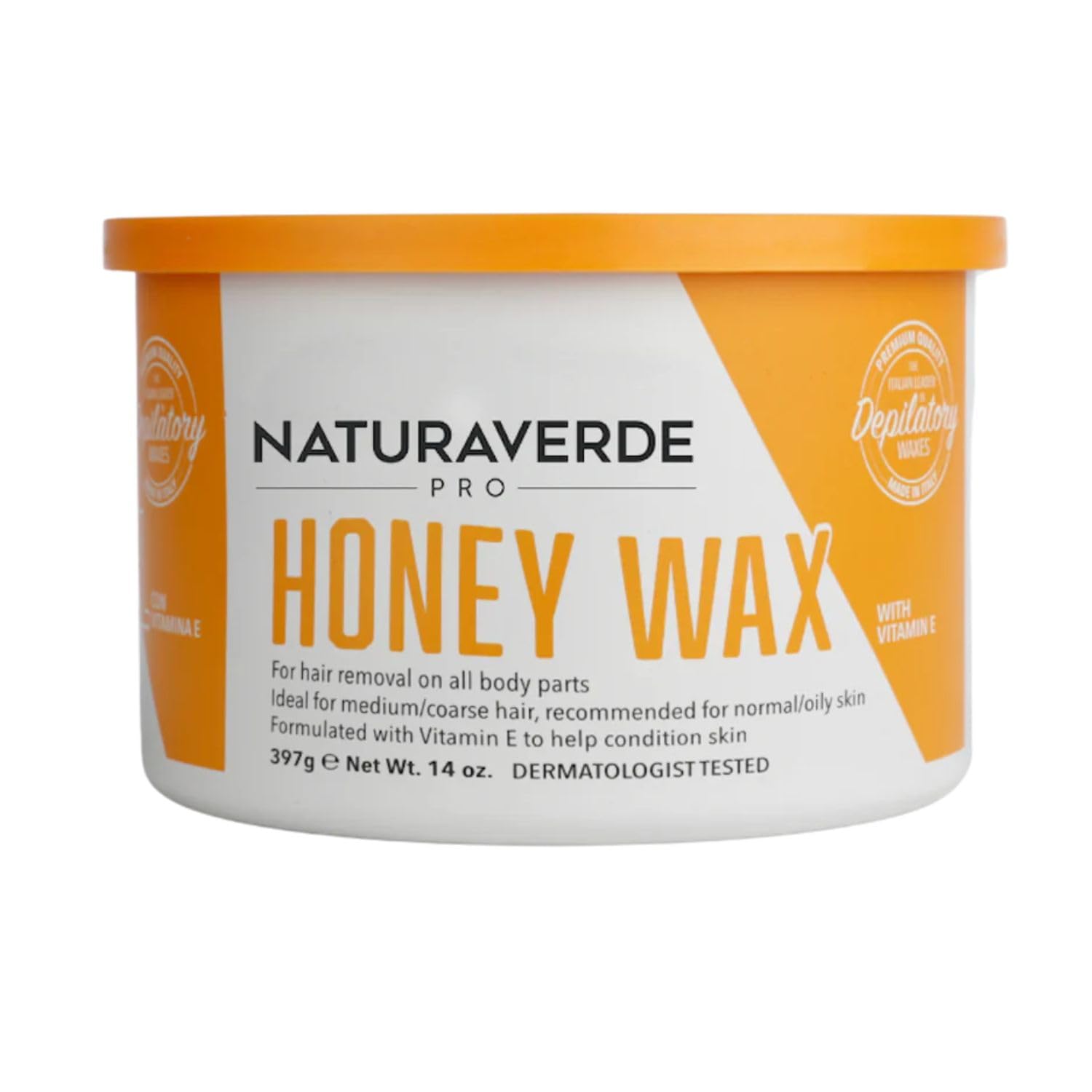 NaturaverdePro Honey Soft Wax for Body and Facial Hair Removal, Wax Hair Remover for Women, Infused with Vitamin E, Normal to Oily Skin Types - 14oz