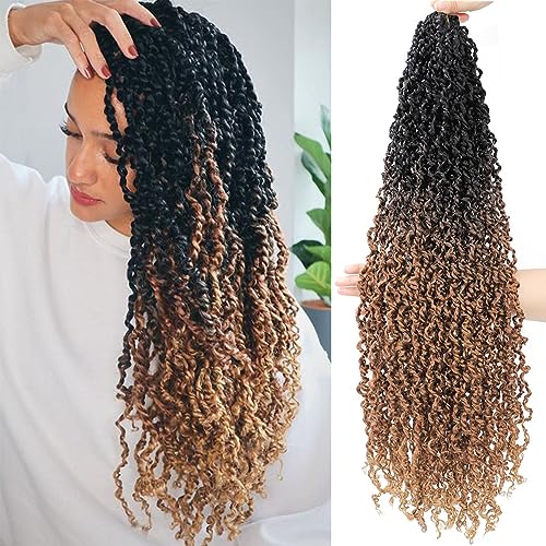 SOKU Passion Twist Crochet Hair 26' - 8 Packs Pre Twisted Senegalese Yanky Twist Crochet Hair Ombre Brown Honey Blonde Majesty Pre-looped Synthetic Dreadlocks Bohemian Locs for Black Women