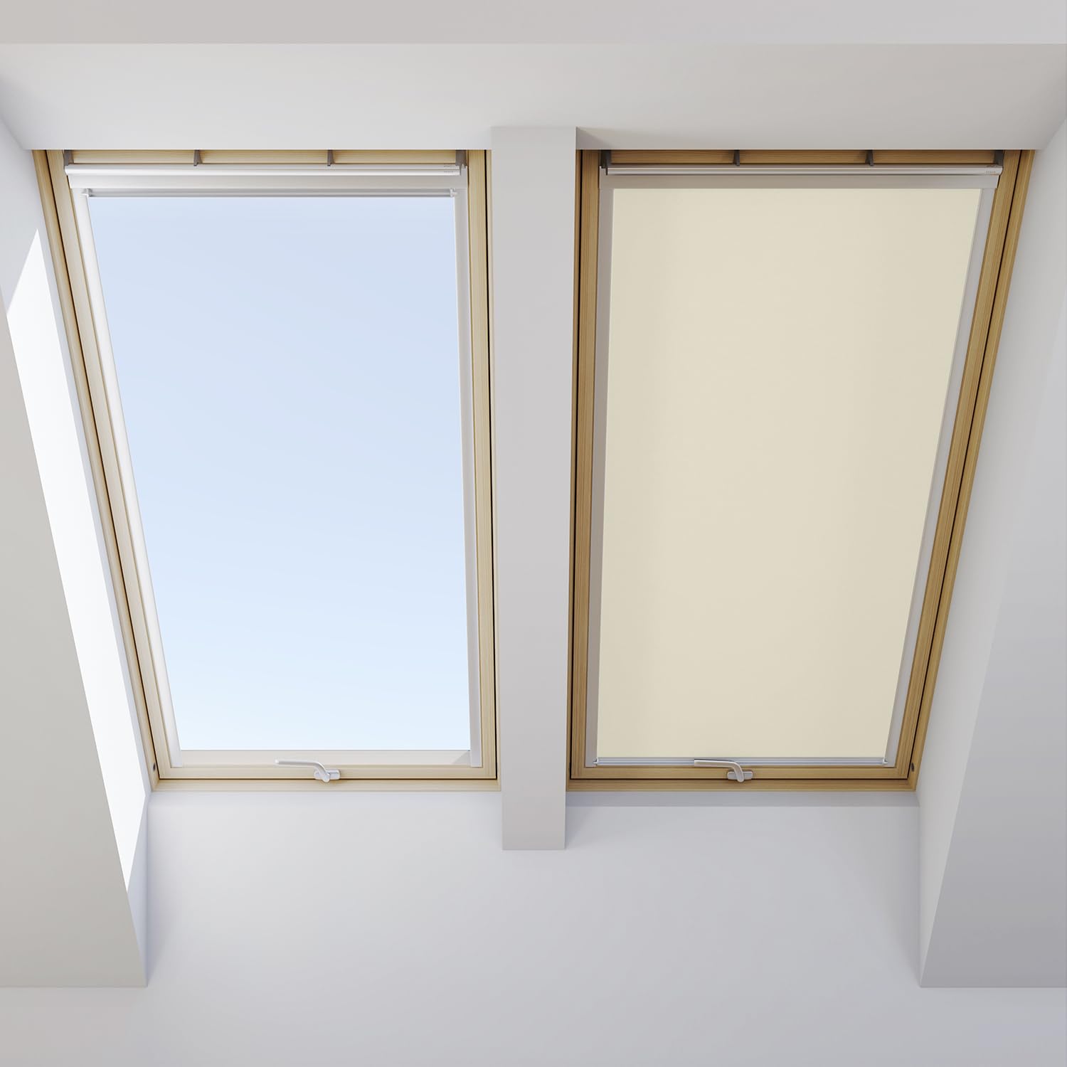 Cortina de oscurecimiento fácil de Instalar, Fabricada para VELUX C04, Beige. Instalación rápida y sin Necesidad de taladrar.