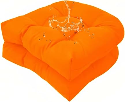 Orange Outdoor Wicker Seat Cushion for Patio Furniture