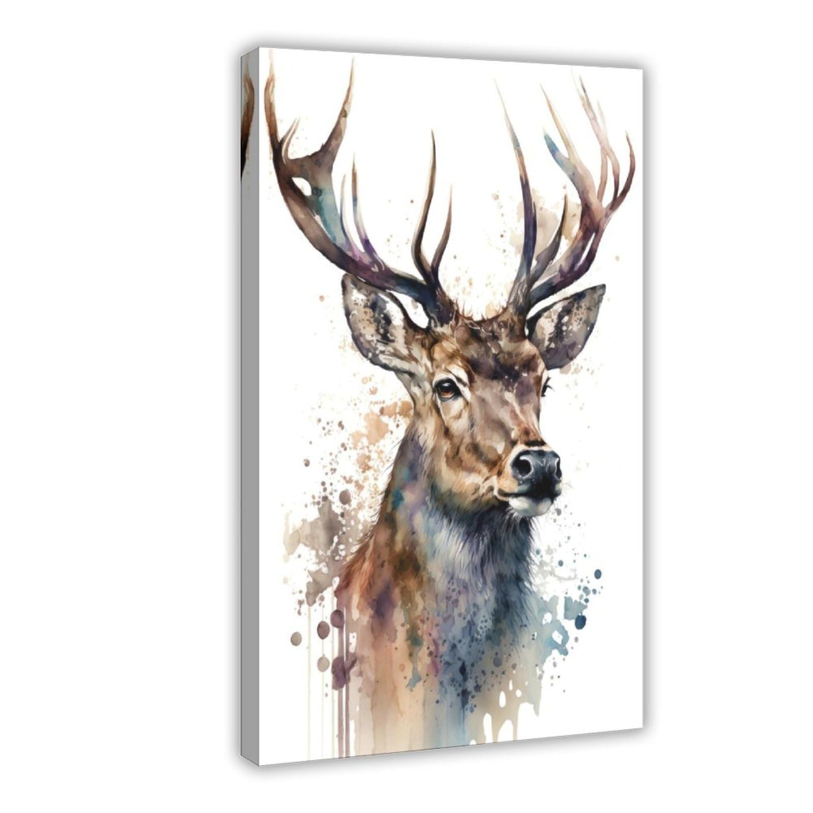 Qnvjqkdsi Frame Watercolor Deer Art Canvas Poster Bedroom Decor Landscape Office Room Decor Gift 20" L X 30" W
