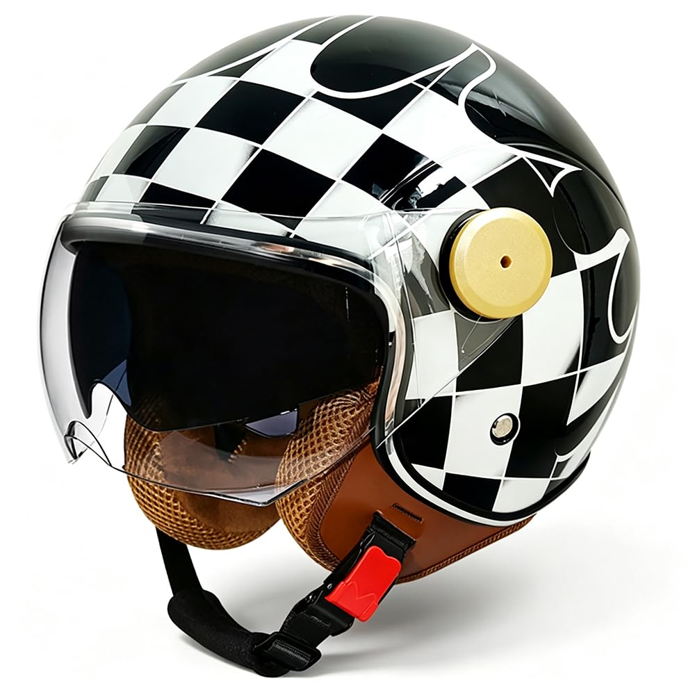 Wzggteam Unisex U Motorbike Open Face Helmet, Motorcycle Jet Helmet Nisex With Anti-Scratch And V-Protective Visor, Scooter Motorcycle Crash Jet Helmet For Men Women, Ece 22.06 Approved