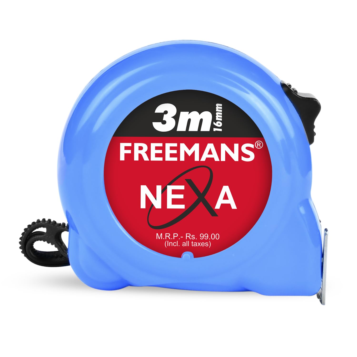 FREEMANS NEXA 3m:16mm Steel Inchi Measuring Tape - 3m With Unbreakable ABS case || Click Action Front Lock || Double-sided Printing and Belt Clip