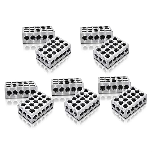findmall 5 Matched Pairs Accuracy Steel 1 x 2 x 3 Inch Blocks 23 Holes .0002" Machinist Milling