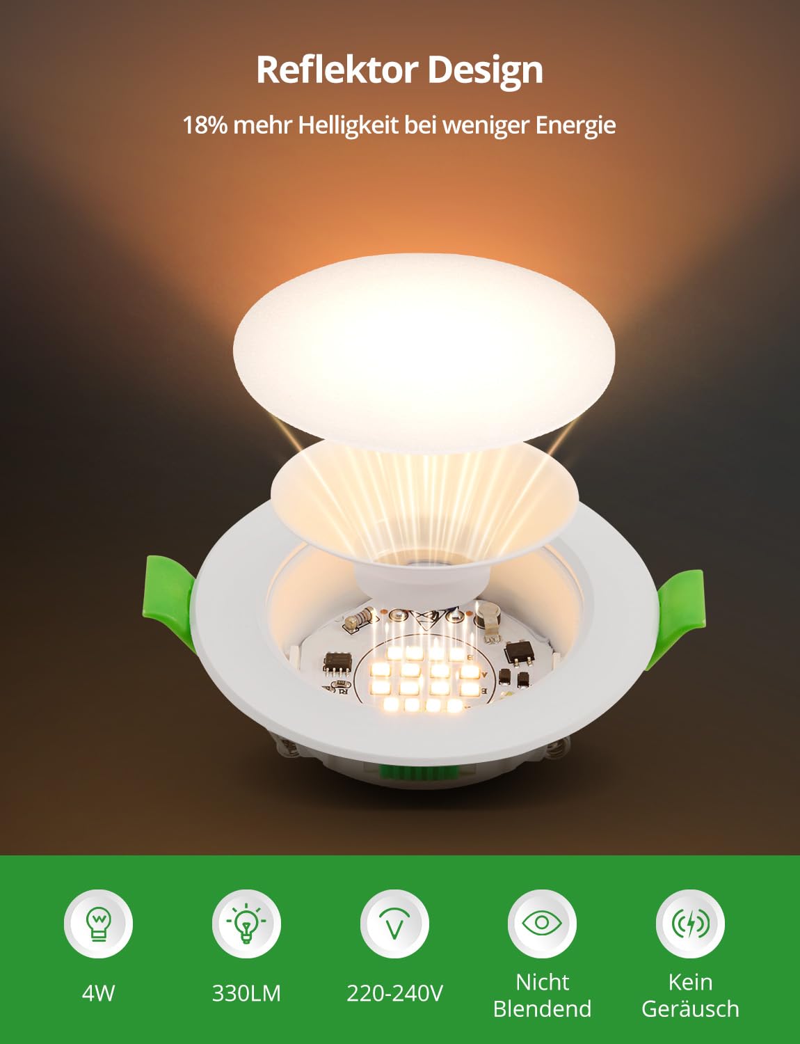HOMEOW 30er Set LED Einbaustrahler 230V Dimmbar 55mm – 68mm Lochmaß, 4W LED Spots 230V Warmweiß Neutralweiß Kaltweiß, Einbauleuchten Deckenspots Einbau Ultra Flach IP44 für Bad