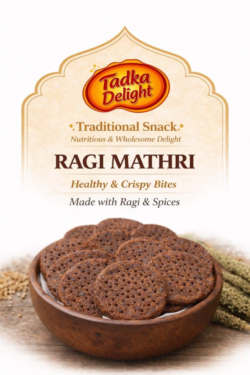 Tadka Delight Plain Ragi Mathri Salted | Crisp, Light & Savoury Tea Time Snack | Simple Salted Ragi Mathri Perfect for Home, Office, School & Everyday Munching | 200gm Handy Pack-image-37