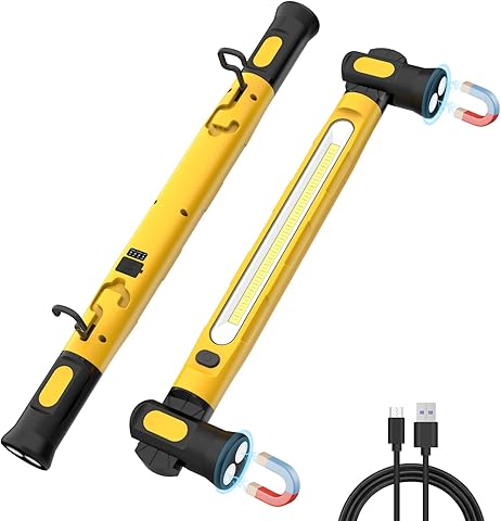 ERAY Linterna LED Taller, Luz de Trabajo Portatil 6000mAh 3000LM, Lámpara LED Recargable Taller con Base Magnética y 360°Gancho 3 Modos, Lámpara de Inspección para Capó, Coches, Taller