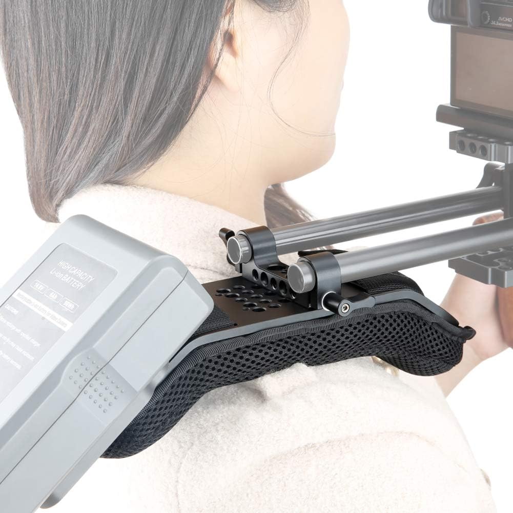 NICEYRIG Steady Shoulder Mount/Shoulder Pad for Video Camcorder Camera DV/DC 15mm Rod Rail Support System DSLR Rig (15mm Railblock)