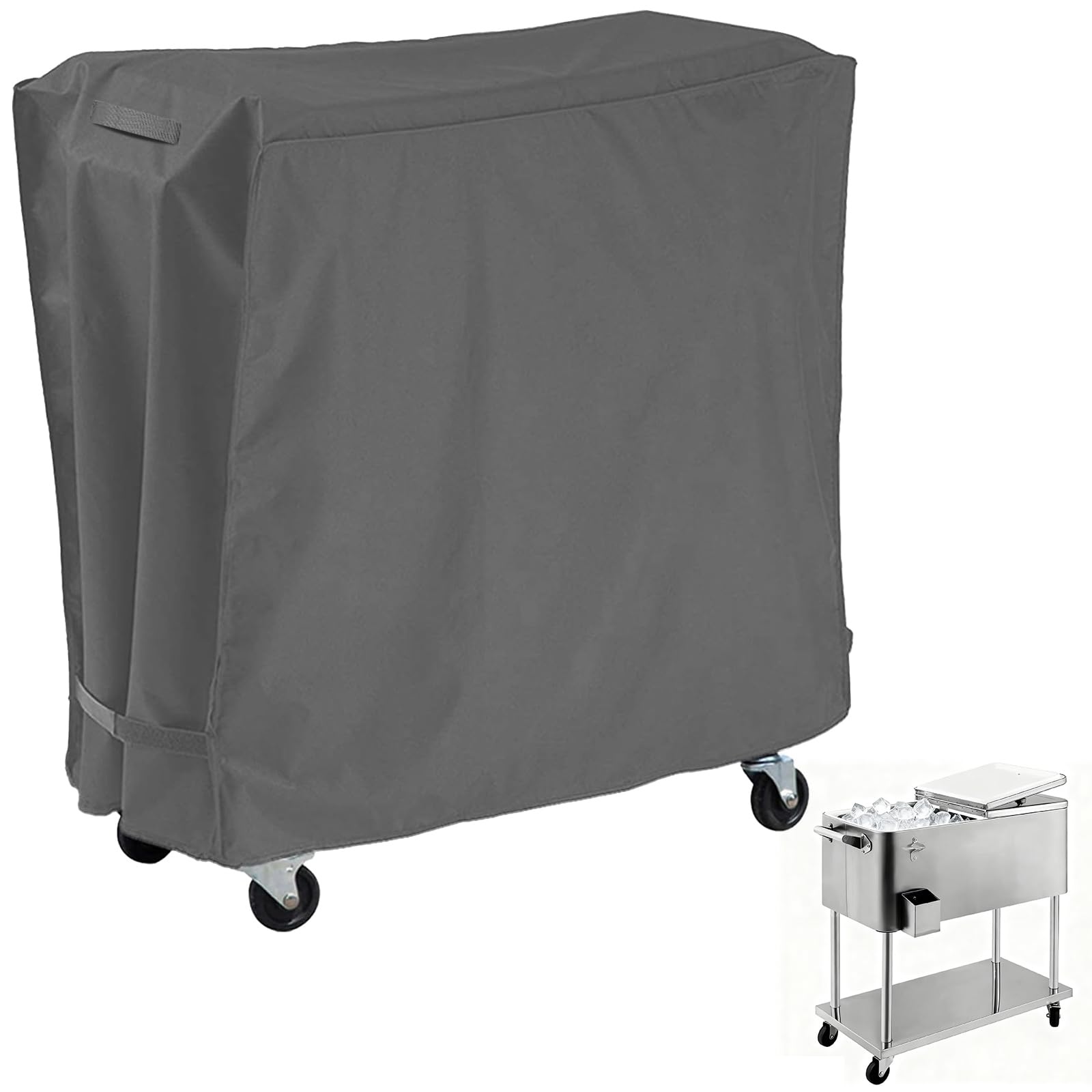 Covolo Outdoor Cooler Cart Cover with UV Coating- Fits 80 Quart Rolling Coolers Patio Cooler,Beverage Cart, Rolling Ice Chest, Waterproof Protective Cover (Grey)