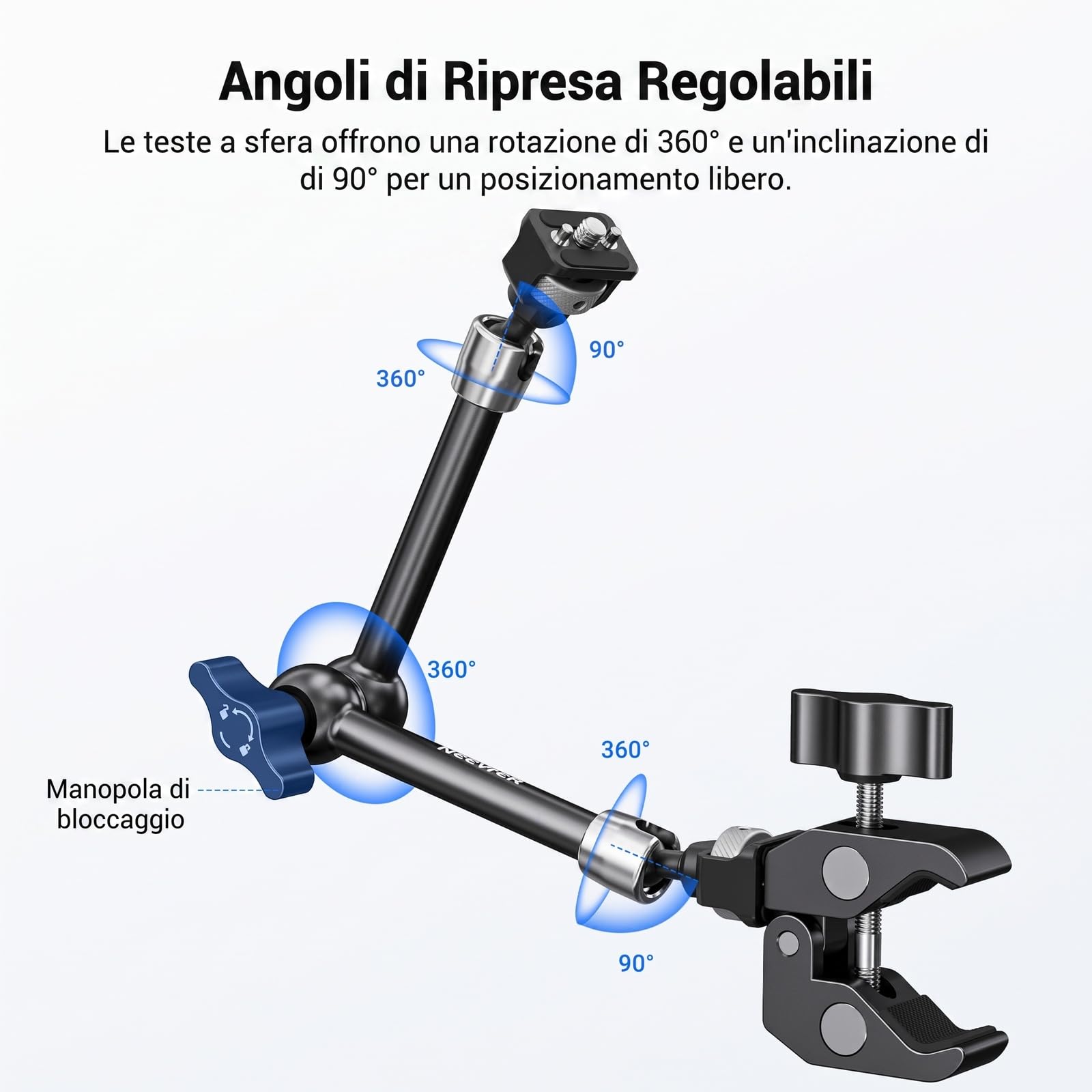 NEEWER 11 Articulated Magic Arm and Super Clamp, Camera Monitor Mount with Arri 1/4 3/8 Positioning Holes/Pins for DSLR Action Cam Video Light, Compatible with SmallRig Cage, ST16C NEEWER 11 Articulated Magic Arm and Super Clamp, Camera Monitor Mount with Arri 1/4 3/8 Positioning Holes/Pins for DSLR Action Cam Video Light, Compatible with SmallRig Cage, ST16C