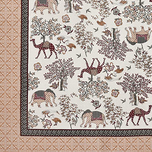 Image of BLOCKS OF INDIA 200Tc Diwan Set Cotton 8 Piece | Deewan Printed Bedsheet Sets For Living Room Hall (Set Of 8 Piece, 1-Bed Sheet | 2-Bolster Cover | 5-Cushion Cover (Color 11), Brown