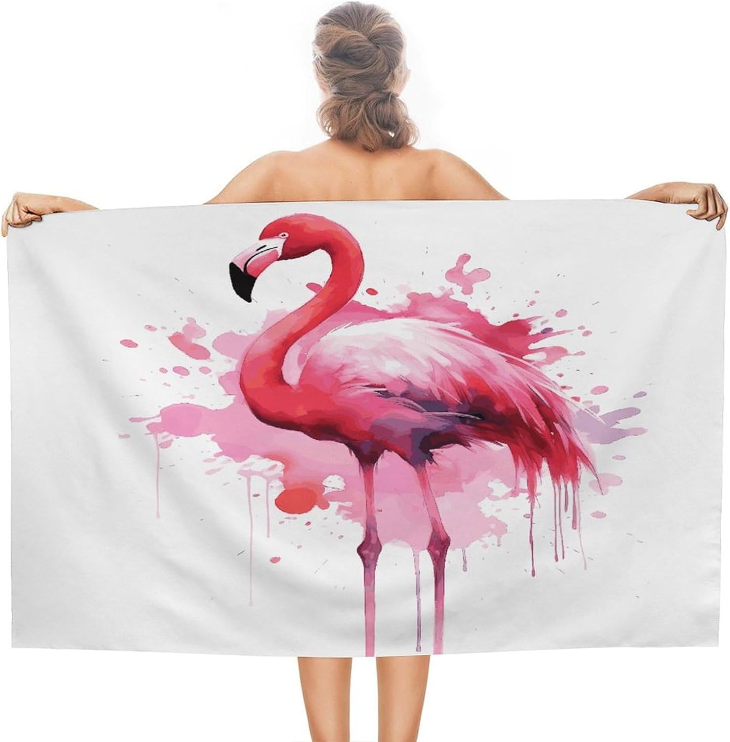Swimming Towel, Flamingo Watercolor Printed Fashion Towel,Portable Towel,Durable Towel