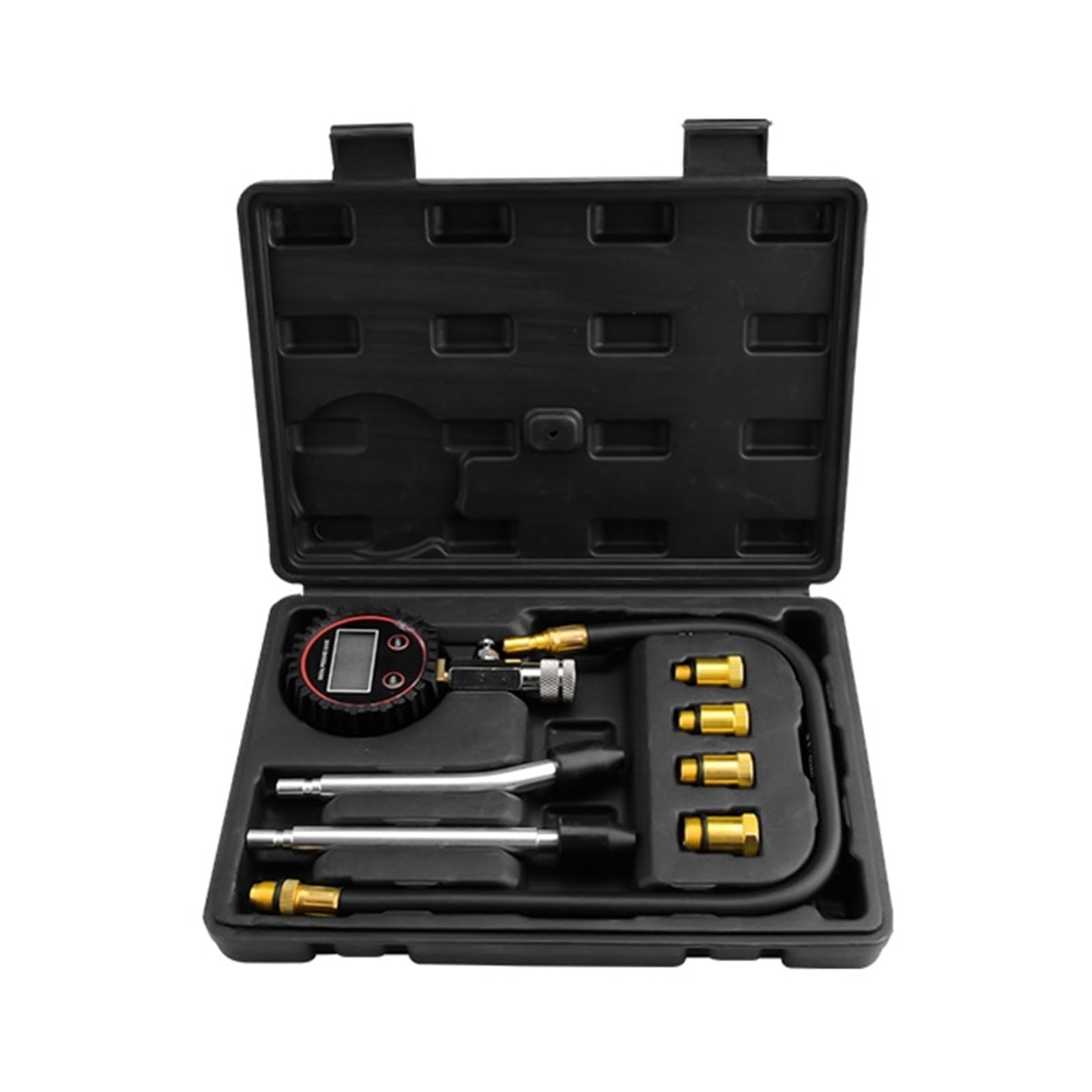 Tester Kompresji Cyfrowy Miernik Samochodowej 200 PSI Do Zestawu Testera Cylindrów Silnika Benzynowego Precyzyjne Monitorowanie(Black)