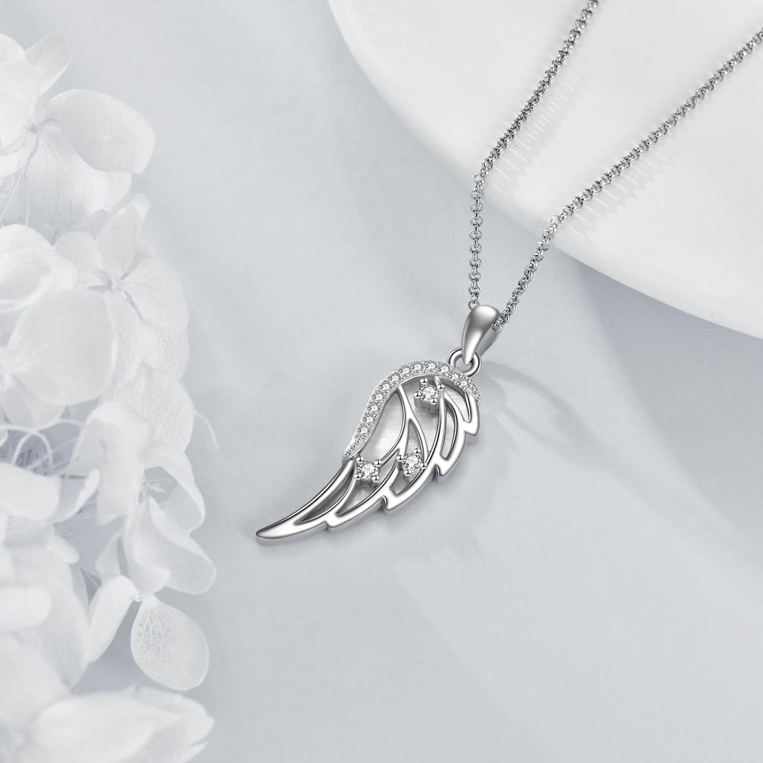 URONE Angel Wings Necklaces for Women Sterling Silver Fashion Angel Pendant Angel Jewelry Gift for Women - Image 5