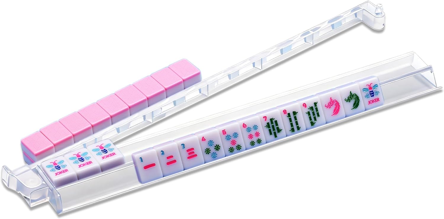 4PCS Mahjong Racks with Pushers Equipped with Mahjong Racks Storage Bag