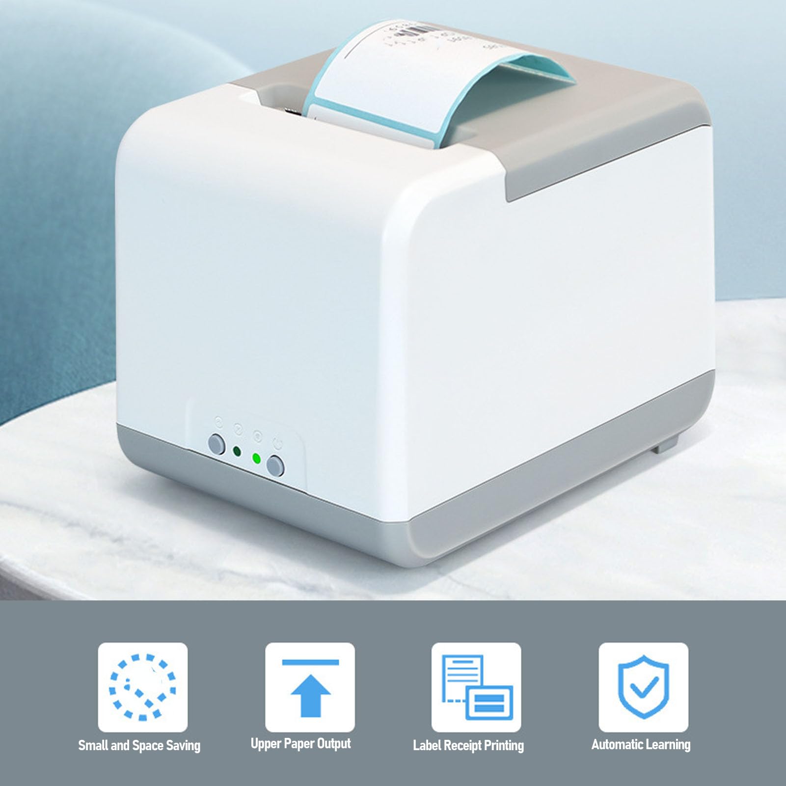 Jeffergarden Termiczna Drukarka pokwitowań z Etykietami Materiał ABS Połączenie USB i Bluetooth, prędkość 100 Mm/s, Wszechstronna zawartość Druku, zawartość z możliwością Dostosowania, do (Wtyczka