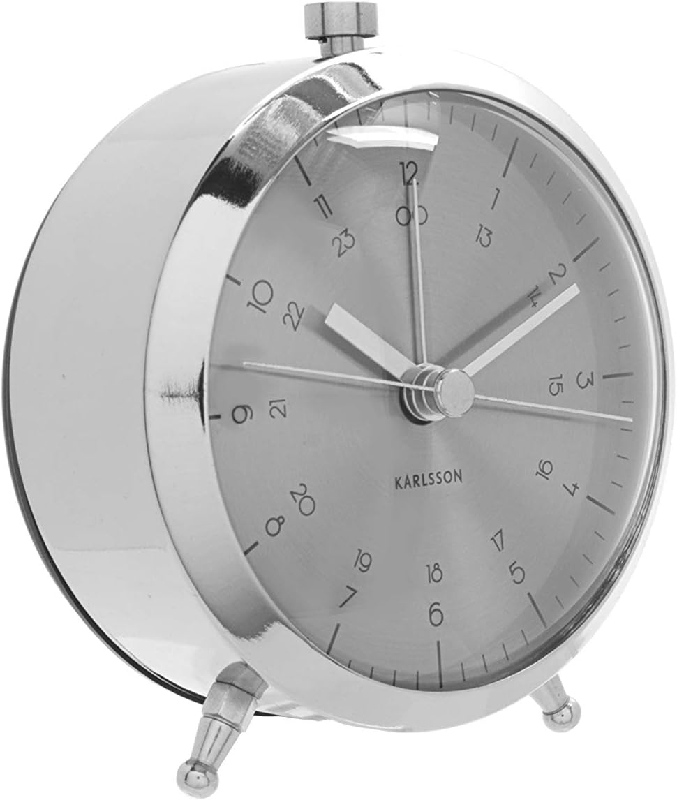 Karlsson, Alarm, Table clock, Stainless-Steel, Silver, 9x9x5cm, KA5599SI