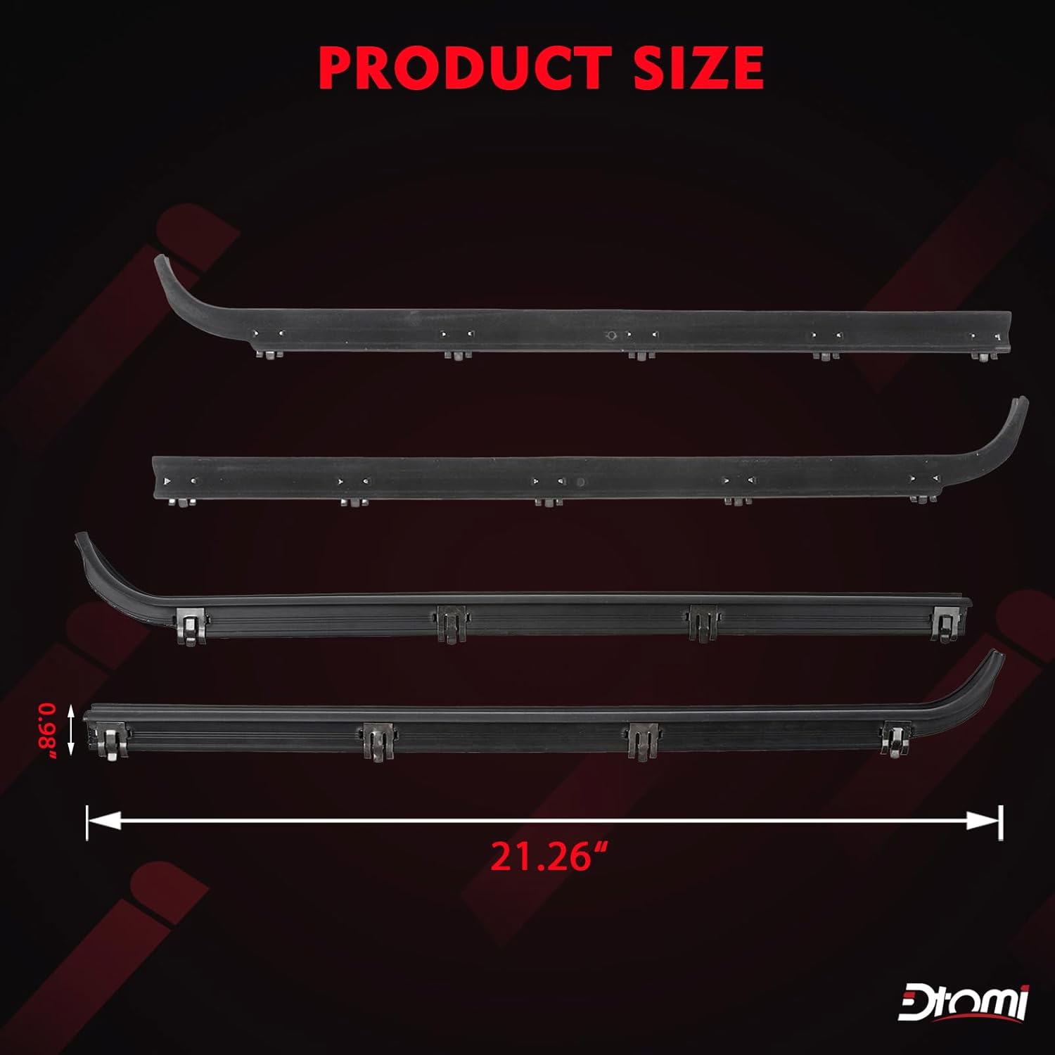 Front Inner Outer Window Molding Sweep Felt Trim Seal Weatherstrip Kit Compatible with Ford Vehicle F150 F250 F350 Bronco 1987-1997 Replace# E7TZ1521452A E7TZ1521453A F2TZ1521456A F2TZ1521457A (4PCS)