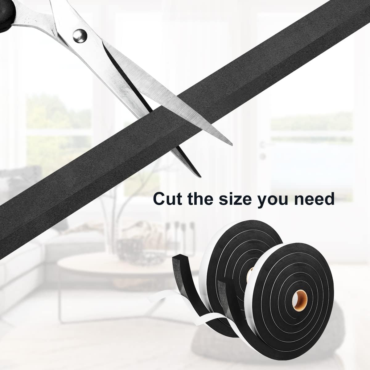 2 Rolls Foam Tape Weather Stripping Door Seal, 1'' W x 3/4'' T High Density Seal Strip, Adhesive Closed Cell Weather Strip Total 16.5 Feet Long