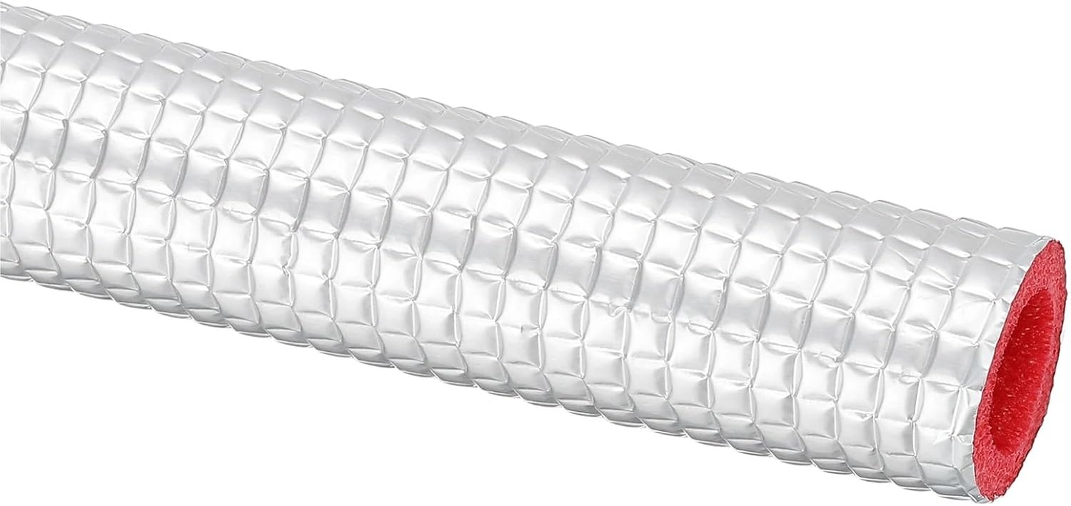 Pipe Insulation Wrap 2m Pipe Insulation Foam, with Aluminum Foil for AC Water Pipe(A 16mm ID 2Pcs)